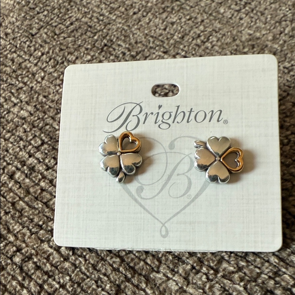 Brighton Silver and Gold Heart Clover Earrings
